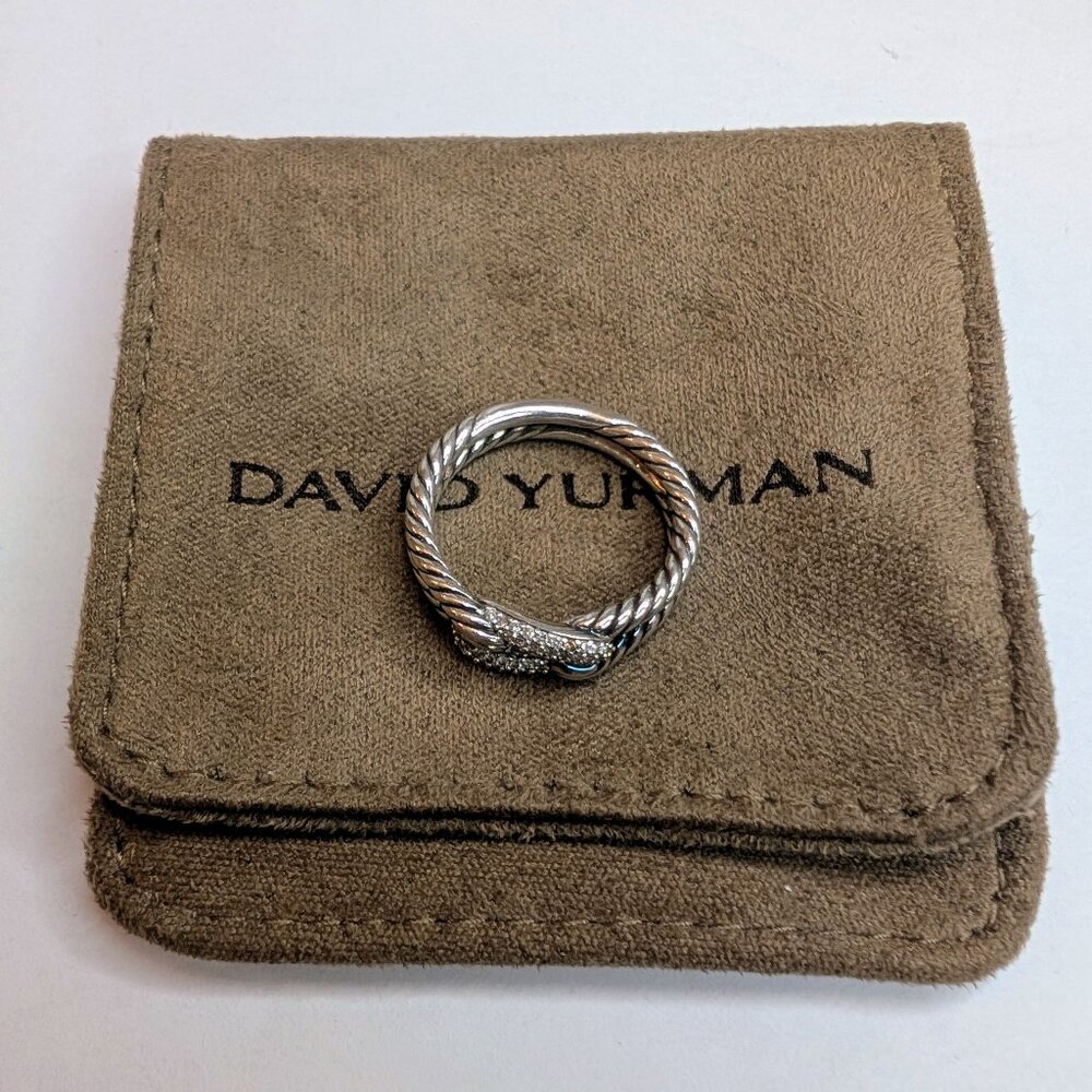 David Yurman SS Pave Diamonds Cable Loop S7 Ring + Authenticity Certificate - Picture 3 of 11